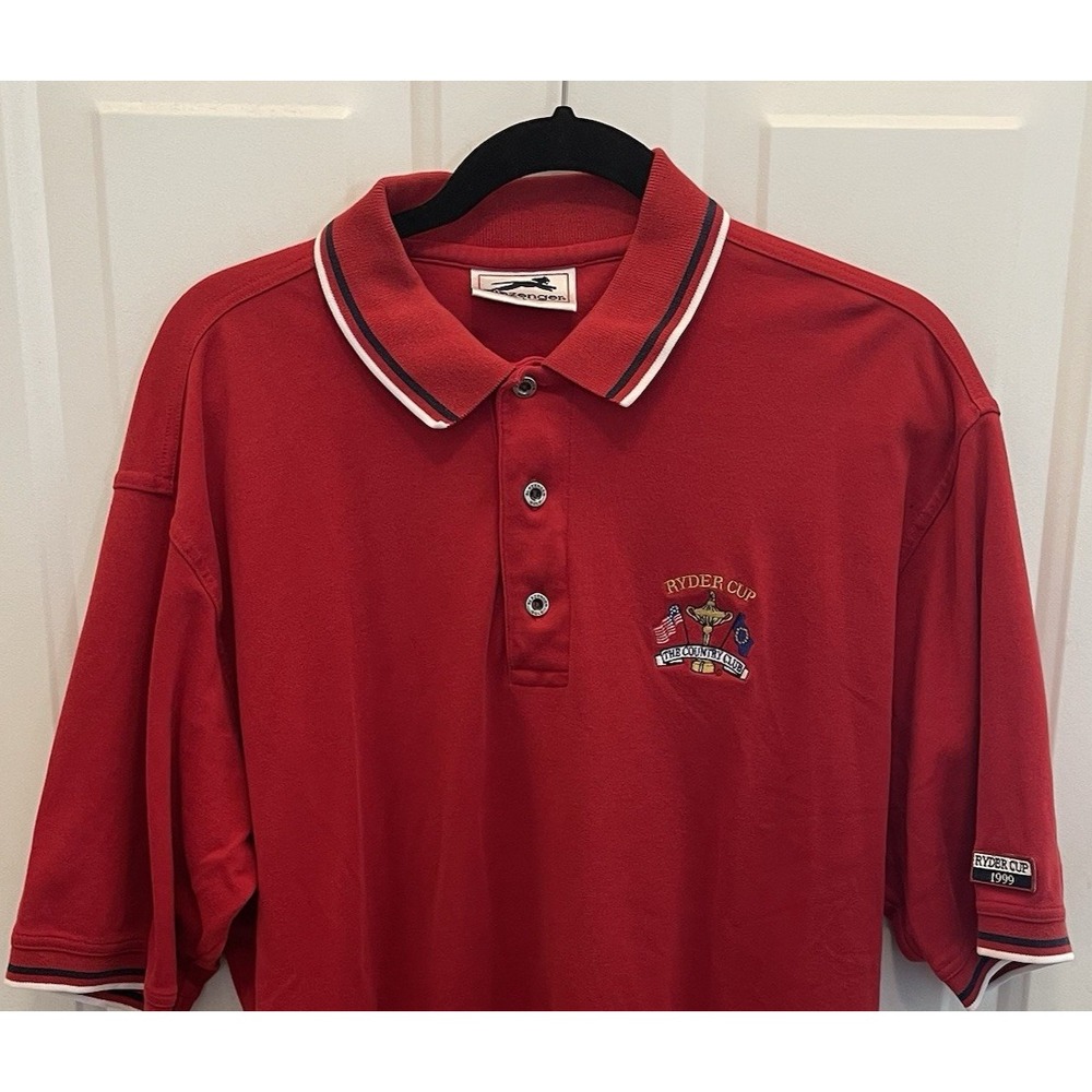 Vintage 1999‎ Ryder Cup Slazenger Red Polo Shirt Mens Large Golf Tiger Woods